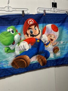 Nintendo Super Mario Blue Red Green Kids Bedding Panel